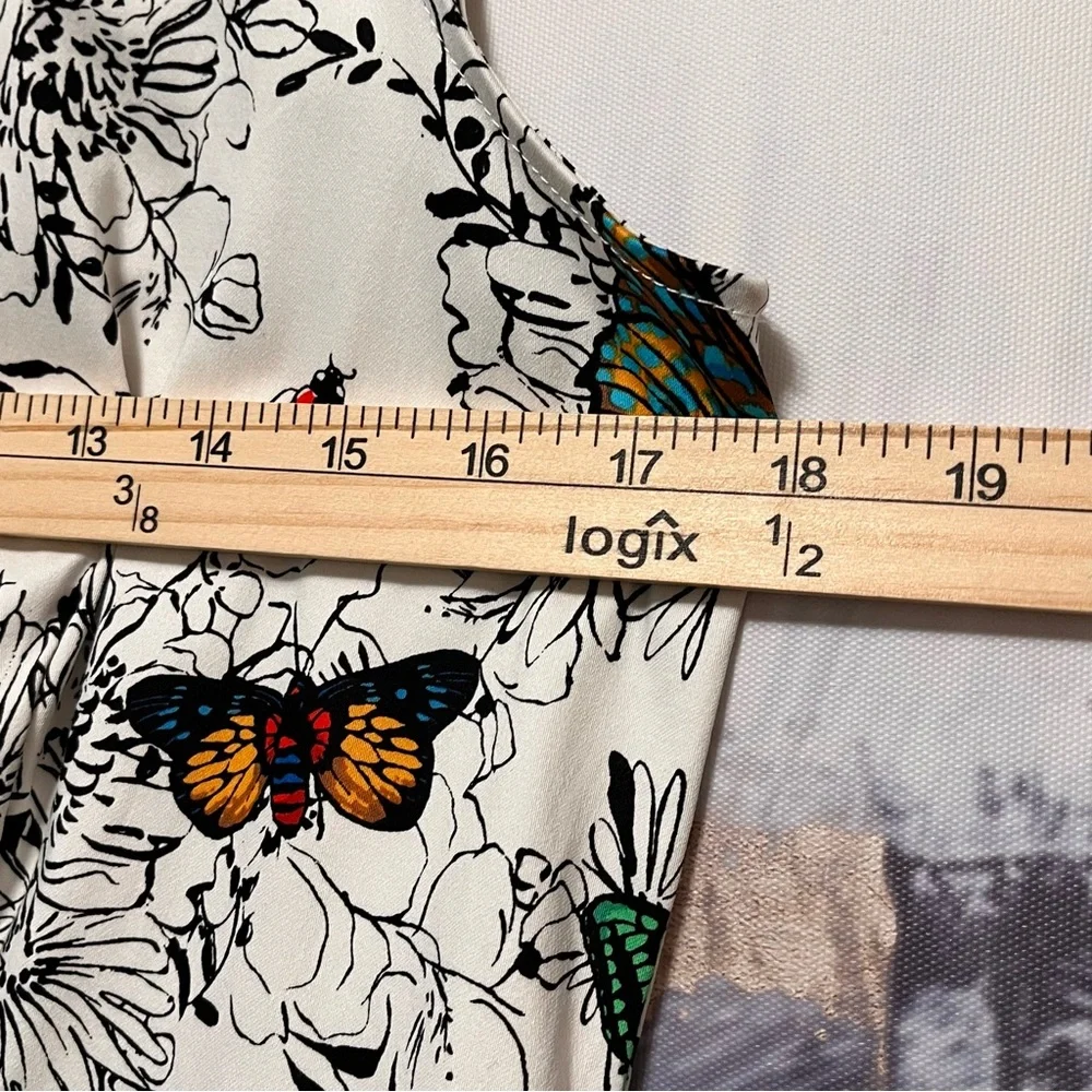 NORTH STYLE Floral‎ Butterfly Dress Midi Botanical Fit & Flare Stretch Womens 12